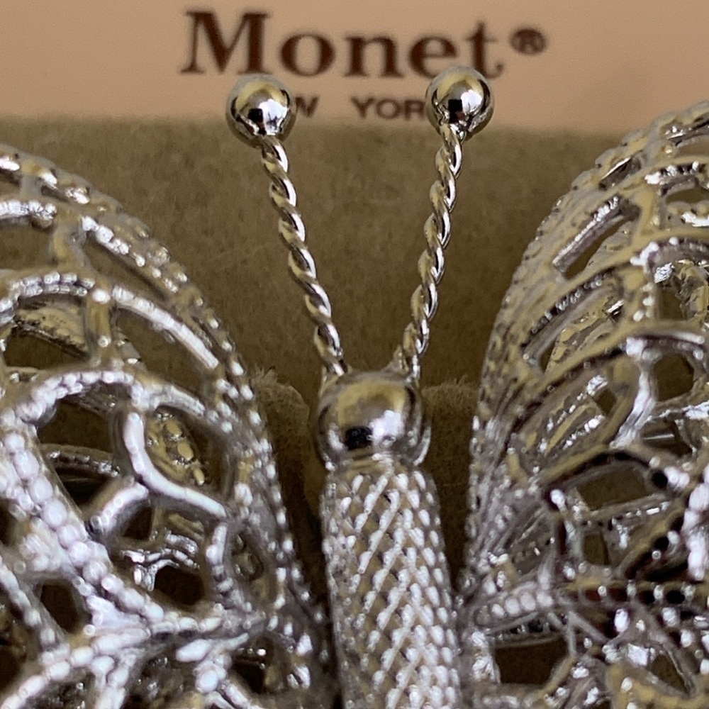 Monet | Vintage NWT Silver 3 D Butterfly Brooch Pin - Picture 6 of 11